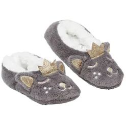 Hot Gifi Chaussons ballerines enfant animal gris doré T27/35