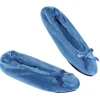 Hot Gifi Chaussons ballerines fourrés femme uni bleu