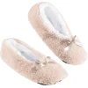 Best Gifi Chaussons ballerines fourrés adulte rose et blanc