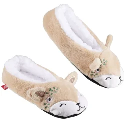 Gifi Chaussons ballerines fourrés adulte design renard marron