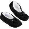 Discount Gifi Chaussons ballerines fourrés adulte noir et blanc