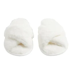 Clearance Gifi Chaussons femme blanc peluche brides croisée T40/41