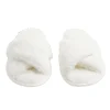 Clearance Gifi Chaussons femme blanc peluche brides croisée T36/37