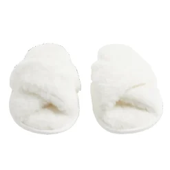 Clearance Gifi Chaussons femme blanc peluche brides croisée T36/37