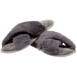 Hot Gifi Chaussons Femme brides croisées gris T36-41