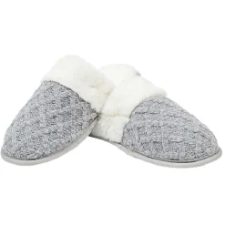 Discount Gifi Chaussons femme mule effet tricot gris blanc T36/41
