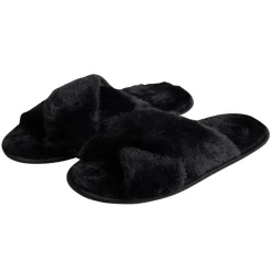 Gifi Chaussons femme noir peluche brides croisée T38/39
