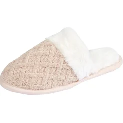 Clearance Gifi Chaussons mules motif tricot beige femme