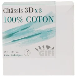 Gifi Châssis entoilé blanc 3D 100% coton 20x20cm x3