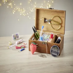 Gifi Coffret de couture en bois avec accessoires 21x13xH9cm