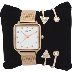 Hot Gifi Coffret montre et bracelets femme de 3 pièces en acier