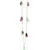 New Gifi Collier chaîne avec pampilles dorées et pompons bleus et roses