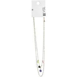 Online Gifi Collier 2 rangs avec pampilles dorées et fleurs colorées