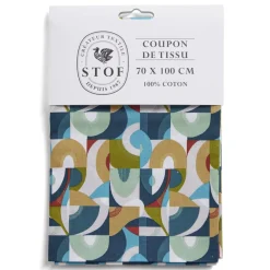 Gifi Coupon tissu imprimé abstrait 70x100cm coton bleu multicolore