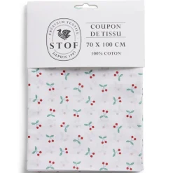 Gifi Coupon tissu imprimé Blossom 70x100cm coton blanc et rouge