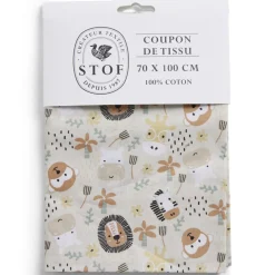 Gifi Coupon tissu imprimé Cokinou 70x100cm coton beige