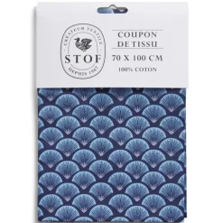 Gifi Coupon tissu imprimé Fortuna 70x100cm coton bleu marine et bleu