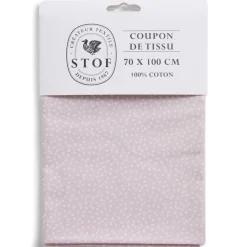 Gifi Coupon tissu imprimé Pallinou 70x100cm coton rose poudré et blanc