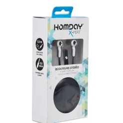Écouteurs filaire Homday X-Pert avec boîte de rangement noir*Gifi Best