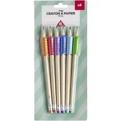 Crayon à papier HB avec grip et gomme x6*Gifi