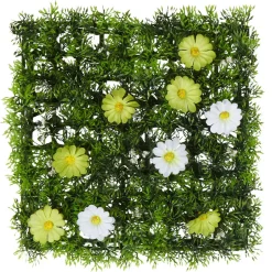 Gifi Dalle de gazon artificiel fleurs vertes et blanches