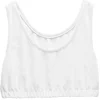 Gifi Débardeur crop top Femme tissu éponge blanc