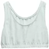 Clearance Gifi Débardeur crop top Femme tissu éponge gris