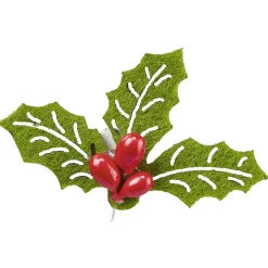 Gifi Jeux Créatifs<Décoration houx Noël vert et rouge x12
