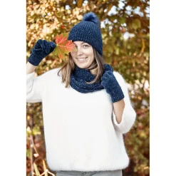 New Gifi Echarpe chenille bleu marine