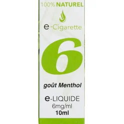 E liquide 100% naturel menthol 6mg/ml de nicotine*Gifi Discount