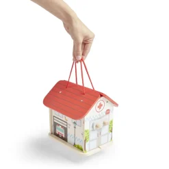 Gifi Eveil<Ferme ou hôpital ou caserne de pompiers pliable en bois 20,5x17,5xH19cm