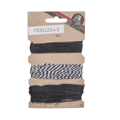 Gifi Ficelle 5m x3 création noir et rayures