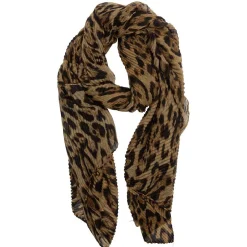 Clearance Gifi Foulard imprimé léopard camel plissé