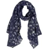 New Gifi Foulard plissé motif léopard bleu marine argenté