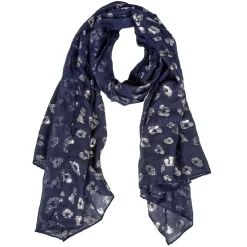 New Gifi Foulard plissé motif léopard bleu marine argenté