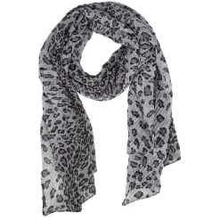 Best Gifi Foulard plissé motif léopard gris marron