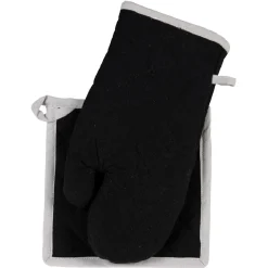 Discount Gifi Gant et manique de cuisine noir et gris