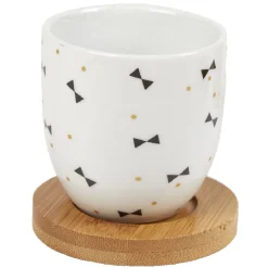 4 gobelets avec sous tasses en bois noir blanc doré*Gifi Sale
