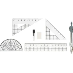 Kit complet compas règle équerre rapporteur 8 pièces*Gifi Outlet