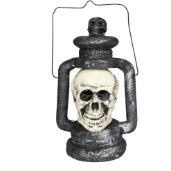 Lanterne Halloween tête de mort grise et blanche*Gifi