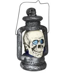 Lanterne Halloween tête de mort grise et blanche*Gifi