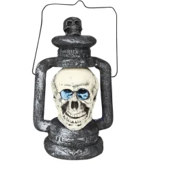 Lanterne Halloween tête de mort grise et blanche*Gifi