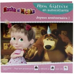 Gifi Livre d'histoire Masha et Michka Joyeux Anniversaire avec autocollants