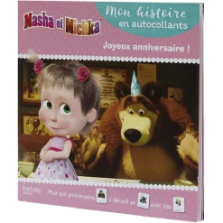 Gifi Livre d'histoire Masha et Michka Joyeux Anniversaire avec autocollants
