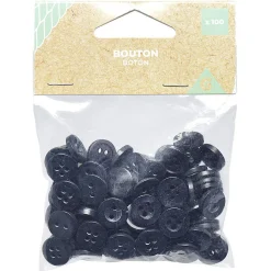 Gifi Lot de 100 boutons noirs
