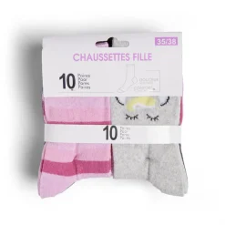 Hot Gifi Lot de 10 paires de chaussettes pour enfant polycoton