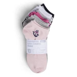 Online Gifi Lot de 10 paires de chaussettes pour femme T36/40 polycoton