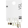 New Gifi Lot de 3 paires de créoles doré avec pendentif pampille/fleur/feuille