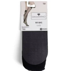 Sale Gifi Lot de 3 paires de mi-bas noir femme polyamide et tulle voile 20D