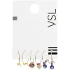 Hot Gifi Lot de 3 paires de mini créoles métal doré avec pendentif et perles colorées